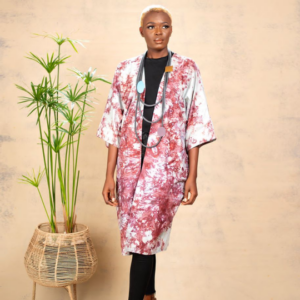 Basan Purple Printed Adire Kimono