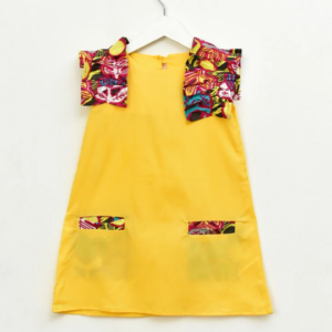 Kid's Dress with Ankara print ruffle sleeve detail