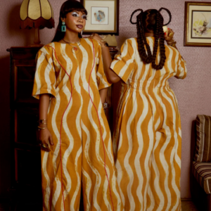 Sisè Wave Print Cotton Padded Adire Jumpsuit