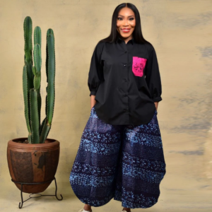 Black Shirt with lace pocket