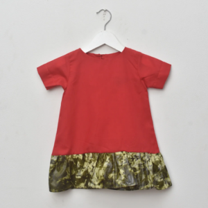 Cotton dress with gathered Adire detail